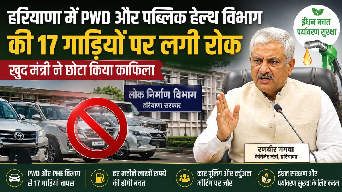 Haryana news : हरियाणा में VIP कल्चर पर वार, मंत्री रणबीर गंगवा ने हटाई पायलट गाड़ी